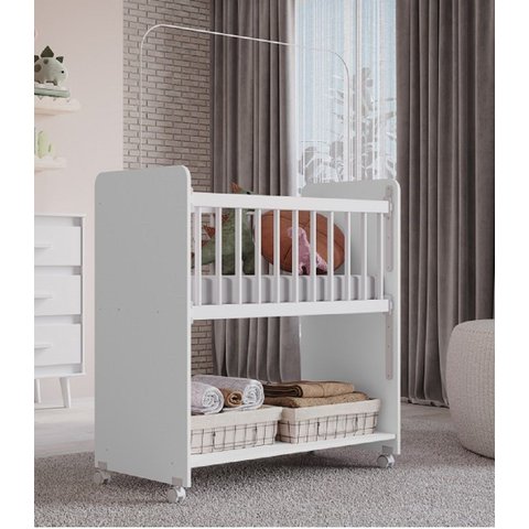 Mini Berço Outside Móvel com Colchão -  Branco Móblis