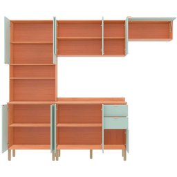 Cozinha Completa Bartira Joy com 11 Portas 2 Gavetas 5 Prateleiras e Nicho para Micro-ondas 244,5cm - 3