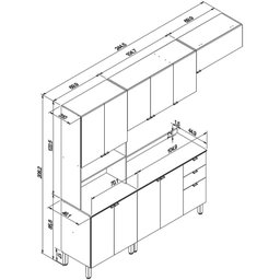 Cozinha Completa Bartira Joy com 11 Portas 2 Gavetas 5 Prateleiras e Nicho para Micro-ondas 244,5cm - 7