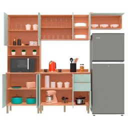 Cozinha Completa Bartira Joy com 11 Portas 2 Gavetas 5 Prateleiras e Nicho para Micro-ondas 244,5cm - 2