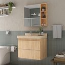 Ver imagem 1 de Espelheira para Banheiro Plus Size 80cm Yescasa Bege/Wood