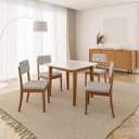 Ver imagem 1 de Conjunto Mesa de Jantar Tangará 95cm e 4 Cadeiras Estofadas Tiê CabeCasa MadeiraOriginals Bege/Caramelo