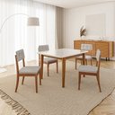 Ver imagem 1 de Conjunto Mesa de Jantar Tangará 130cm e 4 Cadeiras Estofadas Tiê CabeCasa MadeiraOriginals Bege/Caramelo