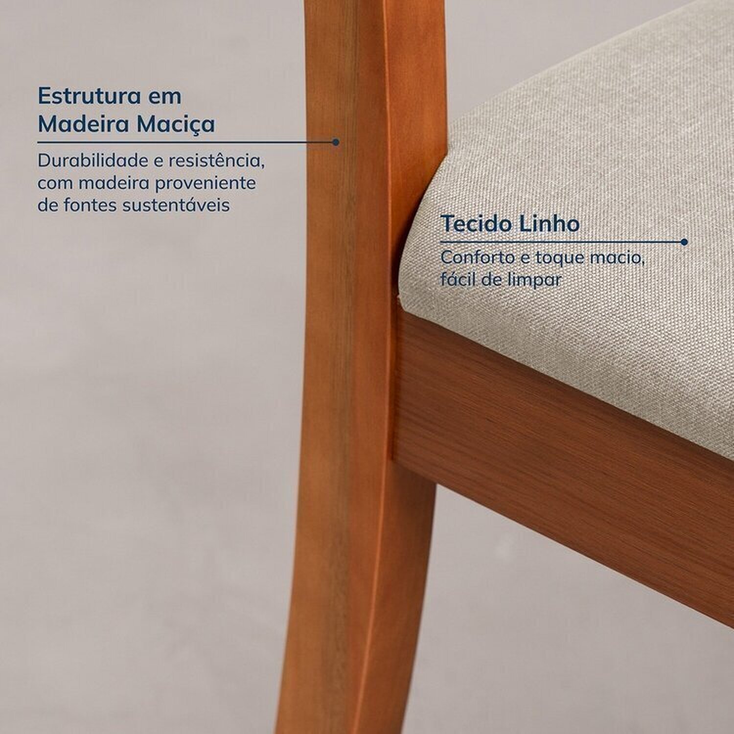 Conjunto Mesa de Jantar Tangará 130cm e 4 Cadeiras Estofadas Tiê Cabecasa Madeiramadeira - 6