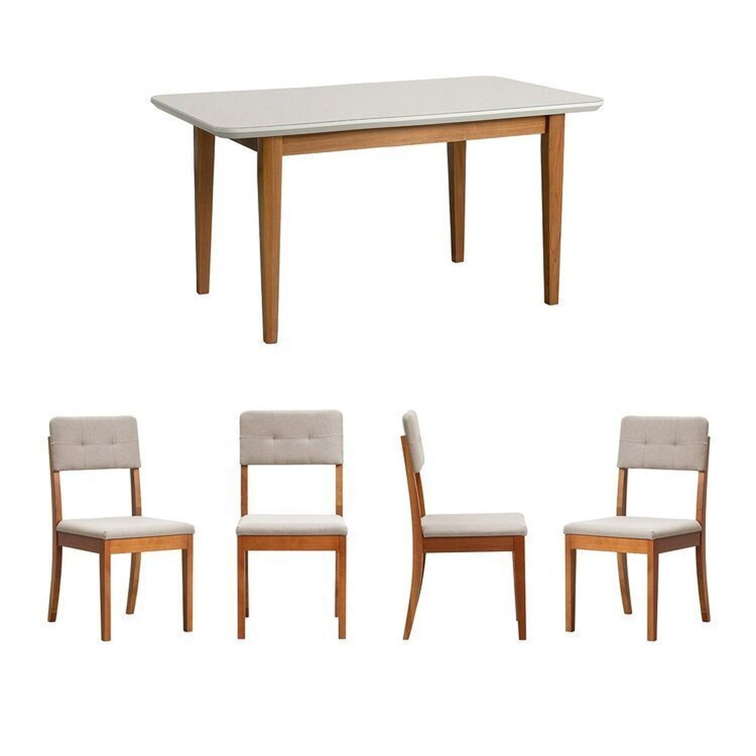 Conjunto Mesa de Jantar Tangará 130cm e 4 Cadeiras Estofadas Tiê Cabecasa Madeiramadeira - 2