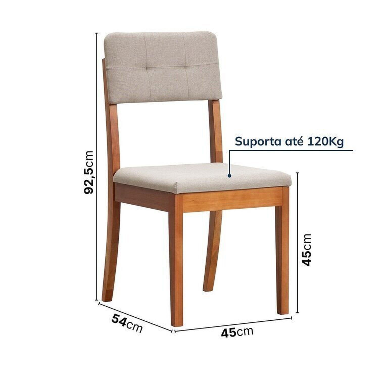 Conjunto Mesa de Jantar Tangará 130cm e 4 Cadeiras Estofadas Tiê Cabecasa Madeiramadeira - 3