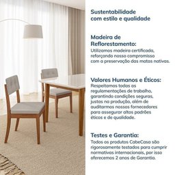Conjunto Mesa de Jantar Tangará 130cm e 4 Cadeiras Estofadas Tiê CabeCasa MadeiraMadeira - 15