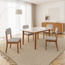 Ver imagem 1 de Conjunto Mesa de Jantar Tangará 160cm e 4 Cadeiras Estofadas Tiê CabeCasa MadeiraOriginals Bege/Caramelo