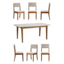 Ver imagem 2 de Conjunto Mesa de Jantar Tangará 180cm e 6 Cadeiras Estofadas Tiê CabeCasa MadeiraOriginals Bege/Caramelo