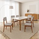 Ver imagem 1 de Conjunto Mesa de Jantar Tangará 180cm e 6 Cadeiras Estofadas Tiê CabeCasa MadeiraOriginals Bege/Caramelo