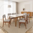 Ver imagem 1 de Conjunto Mesa de Jantar Tangará 210cm e 8 Cadeiras Estofadas Tiê CabeCasa MadeiraOriginals Bege/Caramelo
