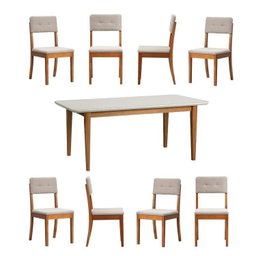 Conjunto Mesa de Jantar Tangará 210cm e 8 Cadeiras Estofadas Tiê Cabecasa Madeiramadeira - 2