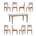 Ver imagem 2 de Conjunto Mesa de Jantar Tangará 210cm e 8 Cadeiras Estofadas Tiê CabeCasa MadeiraOriginals Bege/Caramelo