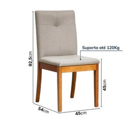 Conjunto Mesa de Jantar Tangará 95cm e 4 Cadeiras Estofadas Tiê Maxx CabeCasa MadeiraMadeira - 3