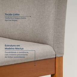 Conjunto Mesa de Jantar Tangará 95cm e 4 Cadeiras Estofadas Tiê Maxx CabeCasa MadeiraMadeira - 6