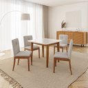 Ver imagem 1 de Conjunto Mesa de Jantar Tangará 95cm e 4 Cadeiras Estofadas Tiê Maxx CabeCasa MadeiraOriginals Bege/Caramelo
