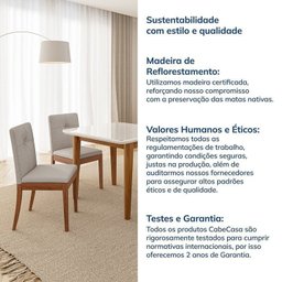 Conjunto Mesa de Jantar Tangará 95cm e 4 Cadeiras Estofadas Tiê Maxx CabeCasa MadeiraMadeira - 15