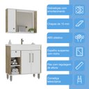 Ver imagem 7 de Armário Conjunto de Banheiro com Gabinete, Cuba e Espelheira com uma Gaveta e 3 Portas Patina 80 cm