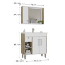 Ver imagem 3 de Armário Conjunto de Banheiro com Gabinete, Cuba e Espelheira com Uma Gaveta e 3 Portas Patina 80 cm Marrom/Branco/Carvalho Cartagena