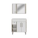 Ver imagem 2 de Armário Conjunto de Banheiro com Gabinete, Cuba e Espelheira com Uma Gaveta e 3 Portas Patina 80 cm Marrom/Branco/Carvalho Cartagena