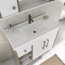 Ver imagem 4 de Armário Conjunto de Banheiro com Gabinete, Cuba e Espelheira com uma Gaveta e 3 Portas Patina 80 cm