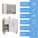 Ver imagem 7 de Armário Conjunto de Banheiro com Gabinete, Cuba e Espelheira com Uma Gaveta e 3 Portas Patina 80 cm Marrom/Branco/Carvalho Cartagena