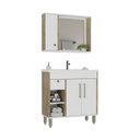 Ver imagem 5 de Armário Conjunto de Banheiro Gabinete Cuba, Espelheira Gaveta e Portas Patina 80cm Branco/Cartagena