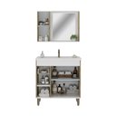 Ver imagem 6 de Armário Conjunto de Banheiro com Gabinete, Cuba e Espelheira com uma Gaveta e 3 Portas Patina 80 cm