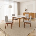 Ver imagem 1 de Conjunto Mesa de Jantar Tangará 130cm e 4 Cadeiras Estofadas Tiê Maxx CabeCasa MadeiraOriginals Bege/Caramelo