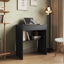 Ver imagem 2 de Escrivaninha para Computador com Gaveta e Nicho Organizador Preto - Mesa Home Office Compacta