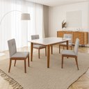 Ver imagem 1 de Conjunto Mesa de Jantar Tangará 160cm e 4 Cadeiras Estofadas Tiê Maxx CabeCasa MadeiraOriginals Bege/Caramelo