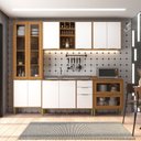 Ver imagem 1 de Cozinha Compacta Domus 10 Portas 5 Gavetas com Vidro Nogal/branco - Hecol Móveis