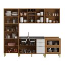 Ver imagem 3 de Cozinha Compacta Domus 10 Portas 5 Gavetas com Vidro Nogal/branco - Hecol Móveis