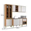 Ver imagem 4 de Cozinha Compacta Domus 10 Portas 5 Gavetas com Vidro Nogal/branco - Hecol Móveis