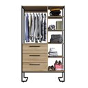 Ver imagem 4 de Closet Guarda Roupas Aberto 3 Gavetas 5 Prateleiras Oak Metal Preto 103x44x182cm Placa e Ponto