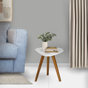 Ver imagem 1 de Mesinha Lateral Redonda Sala Pé Palito Retro Decorativa Tampo Orgânico