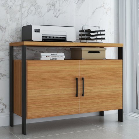 Armário para Escritório 2 Portas 100% Mdf Industrial Concept Freijó/preto Fosco - Panorama Móveis