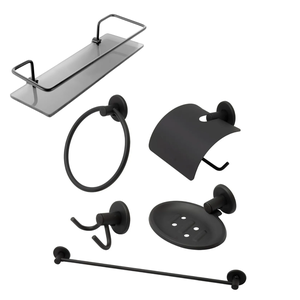 Kit Acessórios P/ Banheiro Aço Inox 6 Peças Reto Preto