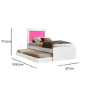 Ver imagem 2 de Bicama de Solteiro Luara Branco/rosa de Mdf para Quarto com Auxiliar + 2 Colchões