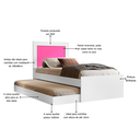 Ver imagem 5 de Bicama de Solteiro Luara Branco/rosa de Mdf para Quarto com Auxiliar + 2 Colchões