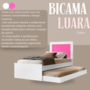 Ver imagem 7 de Bicama de Solteiro Luara Branco/rosa de Mdf para Quarto com Auxiliar + 2 Colchões