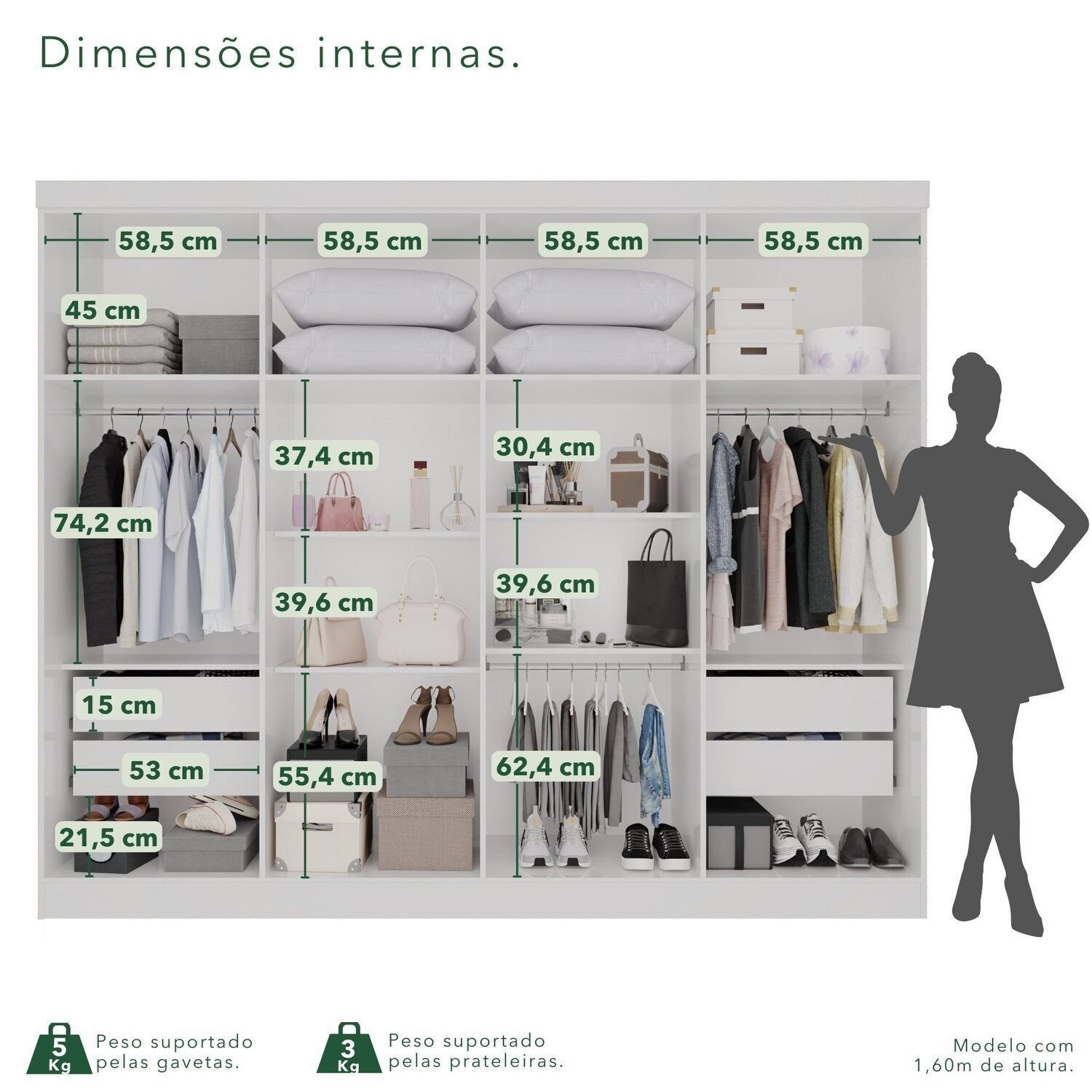 Guarda-Roupa Casal 8 Portas 4 Gavetas França Espresso Móveis