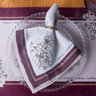 Kit 2 Guardanapos em Linho Bordado Vinho 40x40 + 2 Argolas - 2