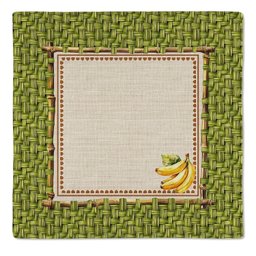 Kit 2 Guardanapos em Linho Bordado Bananas 40x40 + 2 Argolas - 4