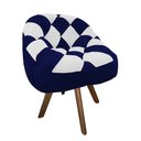 Ver imagem 2 de Poltrona Paloma Escritório Sala Giratória Madeira Suede Azul Marinho e Suede Branco - Dominic Decor