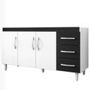 Ver imagem 1 de Balcão Pia 3 Portas 3 Gavetas 160 Cm D'w Preto