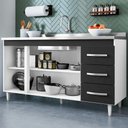 Ver imagem 3 de Balcão Pia 3 Portas 3 Gavetas 160 Cm D'w Preto