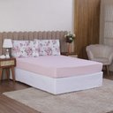 Ver imagem 1 de Jogo de Cama Casal 3p Lençol + Fronha Esmeralda Percal 100% Algodão:floral Rosa