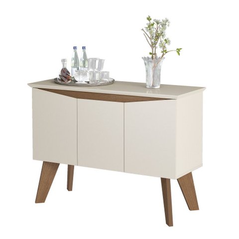 Aparador Balcão Buffet 3 Portas Oásis Off White/cinamomo - Artely
