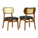 Ver imagem 1 de Kit 2 Cadeiras Organik Encosto Anatômico com Telinha Rattan Natural - Amêndoa - Corano Preto